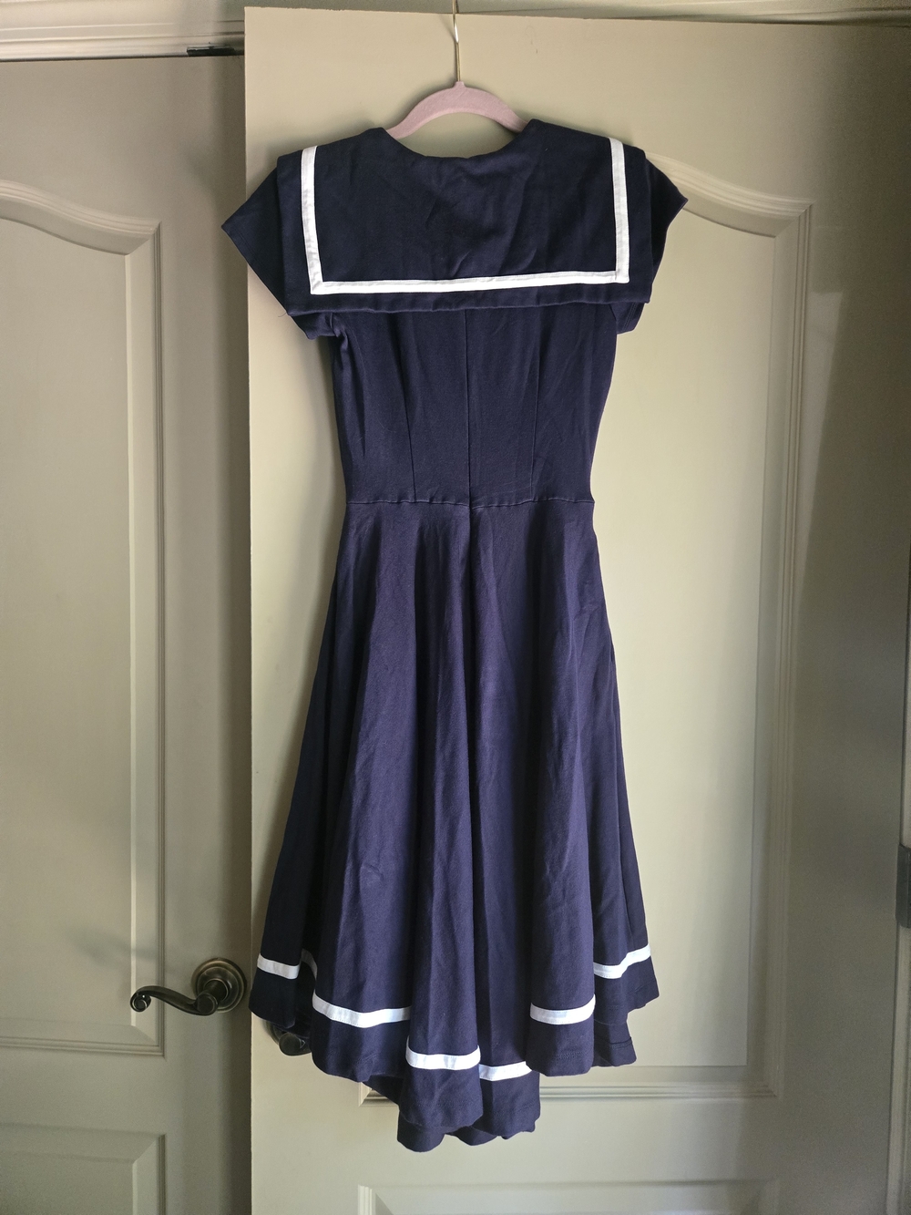 Vixen by Micheline Pitt Navy Sailor Dress with Pink Neck Tie - Picture 2 of 3